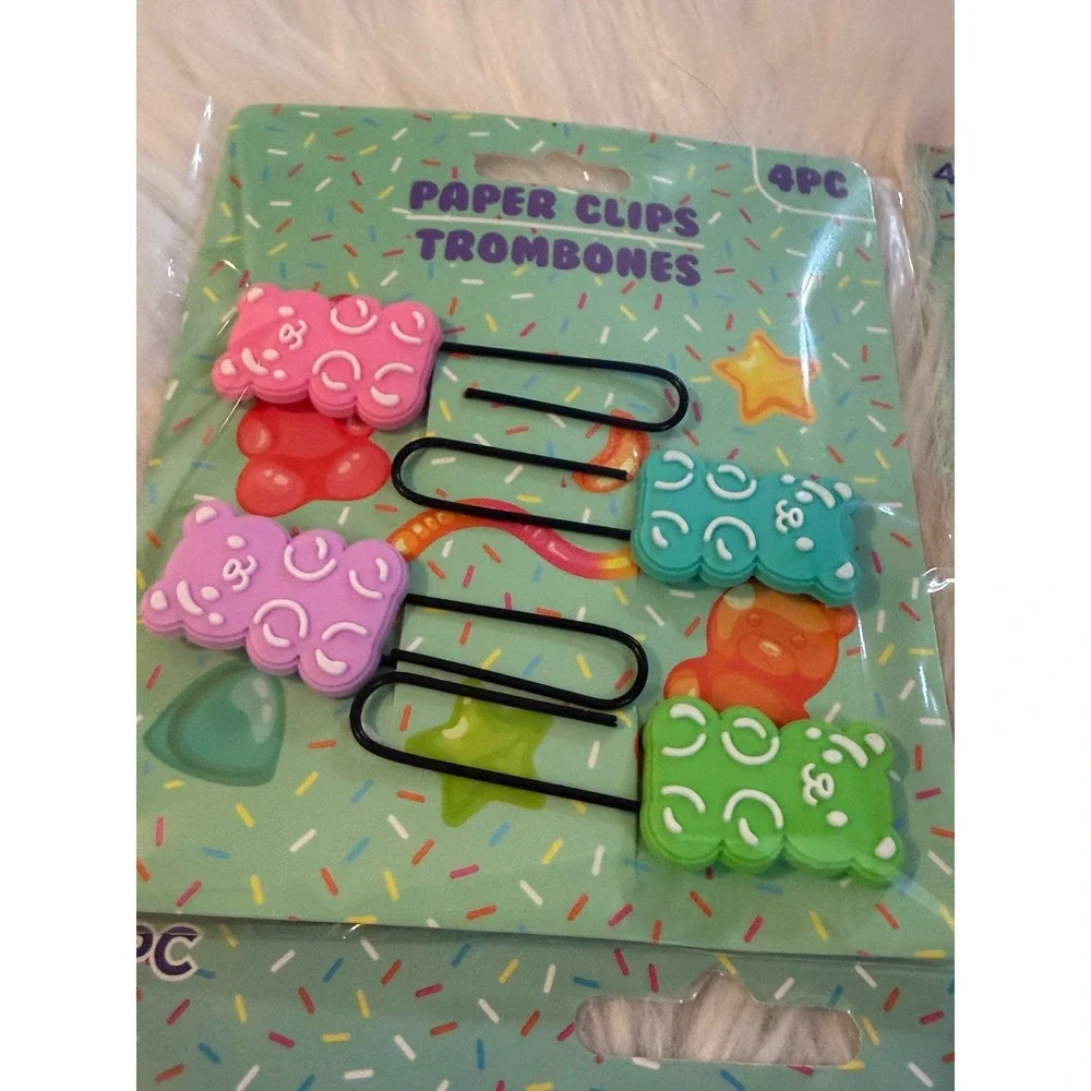 Gummy Bear Candy Stationery Set Paper Clips Erasers Sticky Notes 3pc Bundle